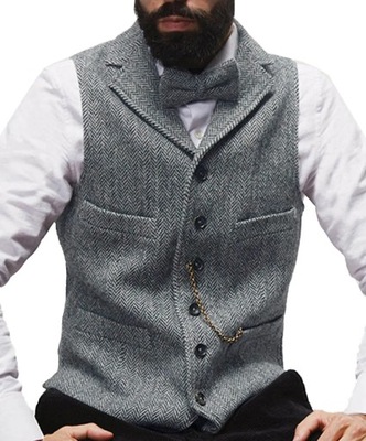 Brown Men Suit Vests with Notch Lapel Steampunk He