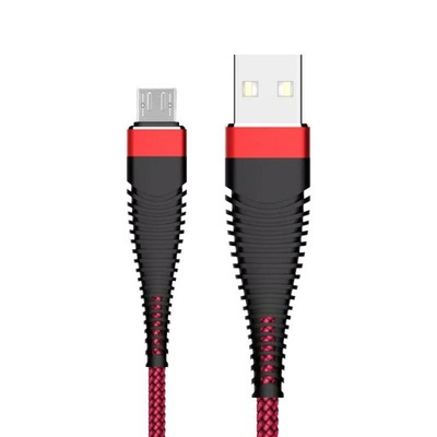 MOCNY KABEL NYLONOWY OPLATANY USB -> MICRO USB 2A FAST CHARGE 1M