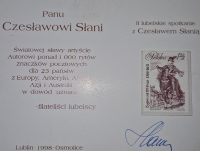 Karnet pamiątkowy II lubelskie spotkanie z Czesławem Słanią Lublin 1998