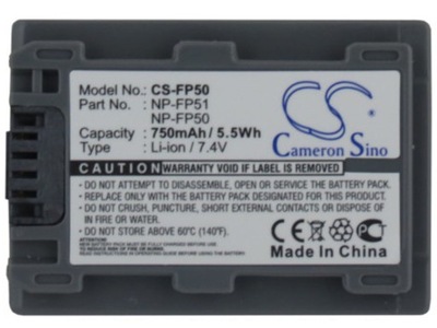 Bateria CS-FP50 do Sony NP-FP50 DCR-DVD92 DVD103 SR70 HC30 HC42 SR30 SR80