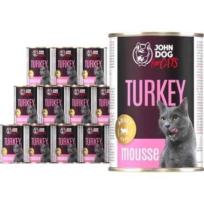 John Dog for Cats karma mokra indyk mus 12x400g