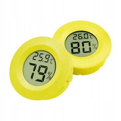 Termometr higrometr LCD Żółty okrągły -50~70°C
