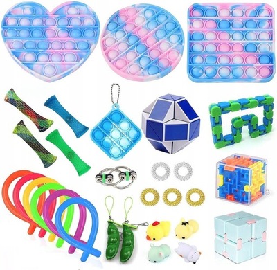 ZESTAW ZABAWEK ANTYSTRESOWYCH FIDGET TOYS POP IT