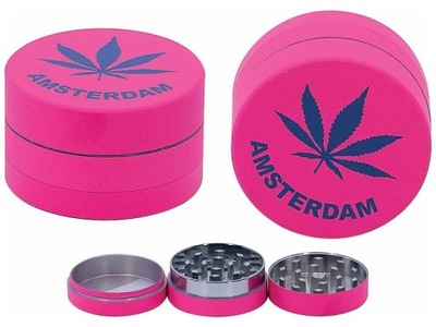 Młynek Grinder metalowy Liść Amsterdam Pink Różowy 3cz 4cm