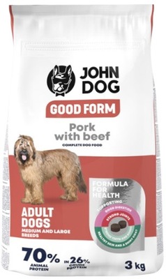 JOHN DOG GOOD FORM sucha karma dla psa WIEPRZOWINA WOŁOWINA 3 kg