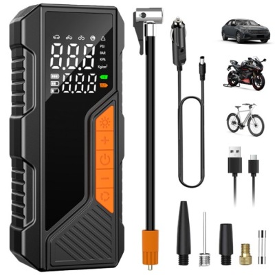 POMPKA ROWEROWA ELEKTRYCZNA PRZENOŚNA KOMPRESOR SAMOCHODOWY LAMPKA 4500mAh