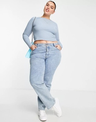 BLUZKA PRĄŻKOWANA NIEBIESKA PLUS SIZE 44 1XMN