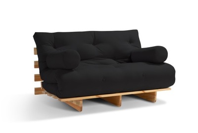Sofa z funkcją spania 120x200 cm - Pascall Slim Basic Futon Czarny