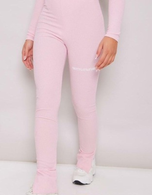 RÓŻOWE PRĄŻKOWANE SPODNIE LEGGINSY WYSOKI STAN PRETTYLITTLETHING 44