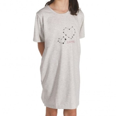 Szara Piżama koszula nocna koszulka piżamka z krótkim rękawem 134 -140