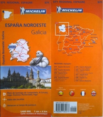 HISZPANIA PÓŁNOCNY ZACHÓD GALICIA MAPA MICHELIN