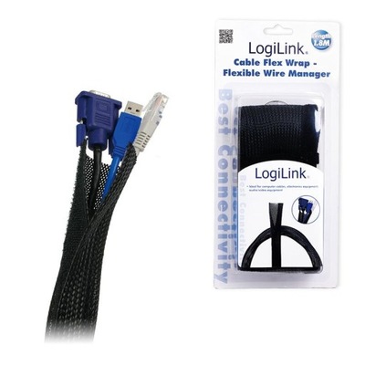 Organizer kabli LogiLink KAB0006 elastyczny 1,8m czarny