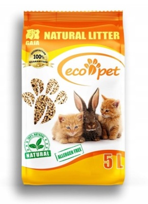 Żwirek drewniany Eco Pet 5l pellet dla kotów, królików, chomików, szczurów,