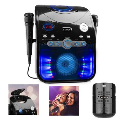 Zestaw KARAOKE z głośnikami LED RCA CD+G/ 2 MIC