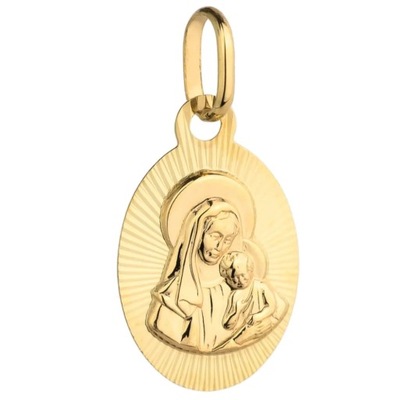 Złoty medalik Matka Boska z Dzieciątkiem Jezus 585