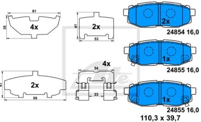 ZAPATAS DE FRENADO SUBARU TRIBECA 05- PARTE TRASERA  