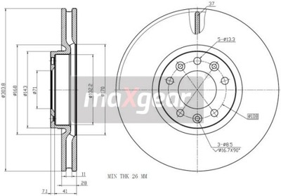 ДИСК HAM. PEUGEOT P. 308 13-/508 10-/407 10- 304MM