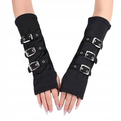 czarne elastyczne rękawiczki bez palców klamry