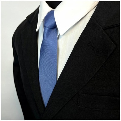 Niebieski jeans denim krawacik chłopięcy na gumce gotowy krawat