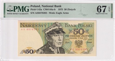 50 Złotych Polska 1975 PMG 67 EPQ Seria AS L6