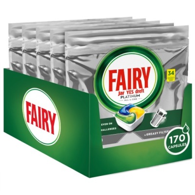 Fairy Platinum Cytryna Kapsułki do zmywarki All In One, 170 sztuk