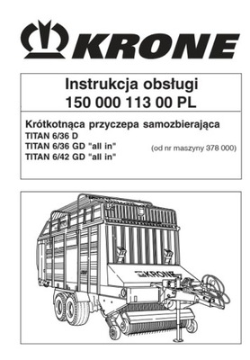 KRONE TITAN 6\/36 (G, GD), 6\/42 GD - ИНСТРУКЦИЯ ОБСЛУЖИВАНИЯ PL фото