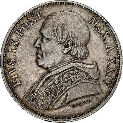 DEPARTAMENTY WŁOSKIE, PAPAL STATES, Pius IX, 5 Lir