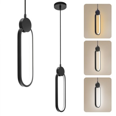 LAMPA WISZACA ZYRANDOL LED MODERN CZARNY LAMPA RING DO SYPIALNI SALONU