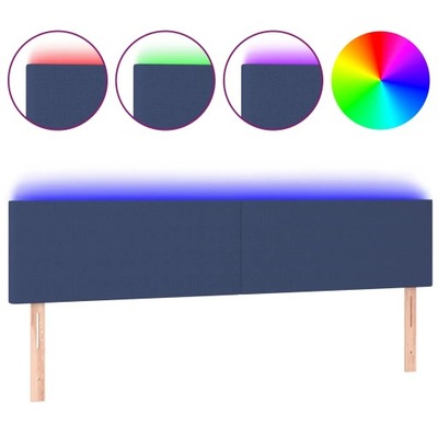 Zagłówek do łóżka z LED, niebieski, 160x5x78/88 cm, tkanina