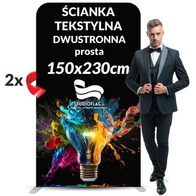 Ścianka Reklamowa Tekstylna 150x230 Nadruk Projekt dwustronna