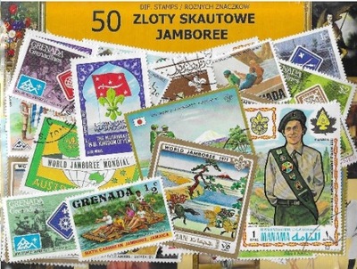 Zestaw 50 znaczków pocztowych - ZLOTY SKAUTOWE