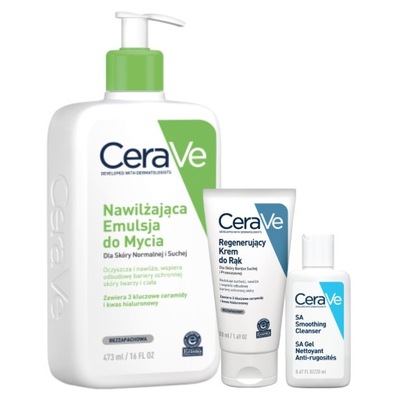 CeraVe Krem do Rąk Regenerujący 50ml, Emulsja Nawilżająca do Mycia 473ml