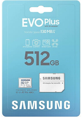 Karta pamięci SAMSUNG EVO+ 512GB micro SD 130MB/s