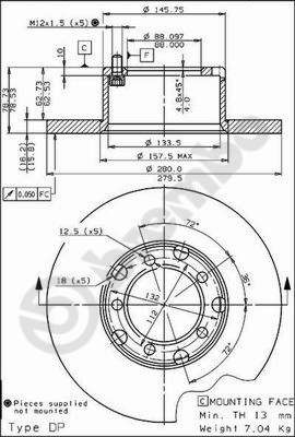 BREMBO 08.3959.20 ДИСК ТОРМОЗНОЙ