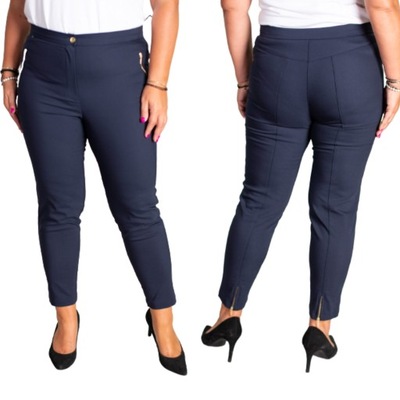 Spodnie Cygaretki z zipem granat Plus Size 42