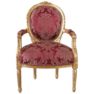 Fotel w Stylu Ludwik Barok do Salonu Czerwono Złoty