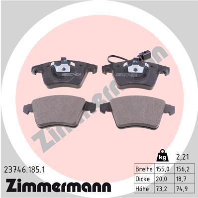 ZIMMERMANN 23746.185.1 КОЛОДКИ ТОРМОЗНЫЕ