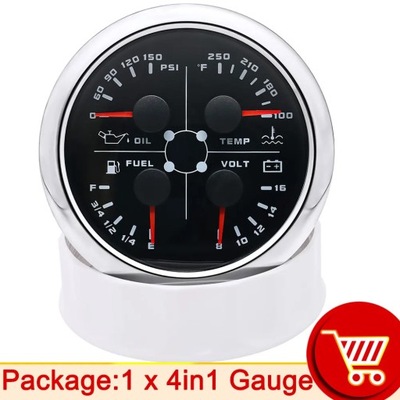 HD 85MM Fuel Pressure Measurement 4 In 1 Multifunction Gauge Oil Pre~80039