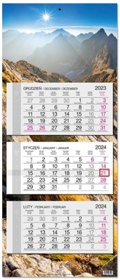 Kalendarz 2024 ścienny trójdzielny DUŻY PANORAMICZNY góry