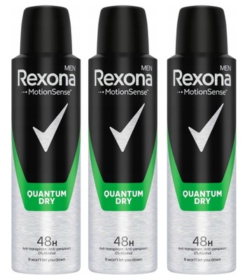 Rexona Men antyperspirant spray Quantum Dry 3 x 150ml