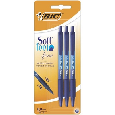 DŁUGOPIS SOFT FEEL NIEBIESKI BLS 3SZT BIC, BIC