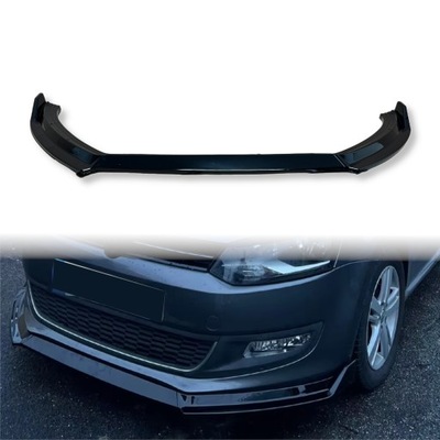 Накладка бампера спліттер vw polo 2010-2013 чорний блиск фото №1