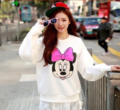 Bluza damska biała sweter Myszka Miki Mickey XL