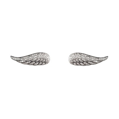Kolczyki srebrne 925 nausznice skrzydła cyrkonie