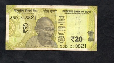 Banknot INDIE -- 20 Rupees