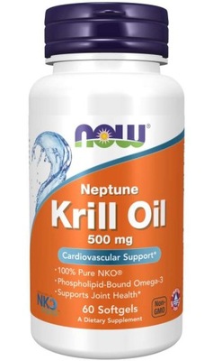 NOW Foods Neptune Krill Oil 500mg OLEJ Z KRYLA KWASY OMEGA SERCE 60kap