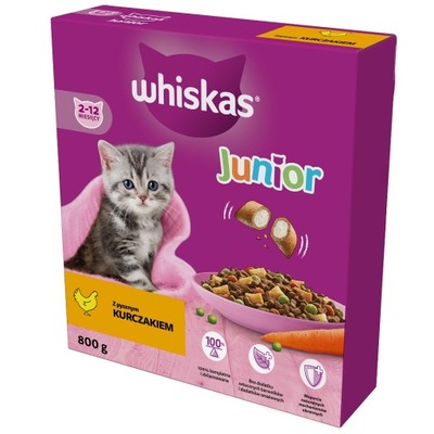 WHISKAS Junior sucha karma kurczak 5x800g