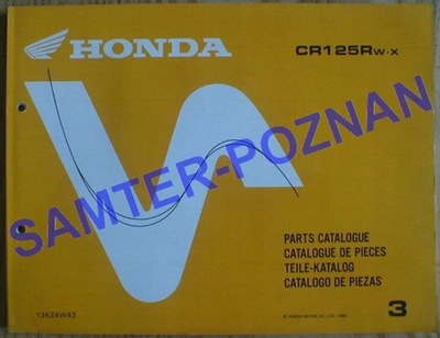 HONDA CR 125 R - KATALOG PIEZAS DE REPUESTO 1998  