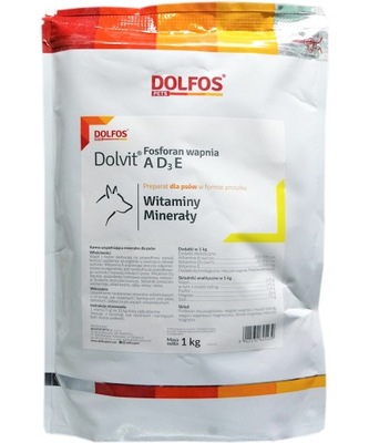 Dolvit Fosforan Wapnia AD3E 1kg - Preparat uzupełniający niedobory dla psów