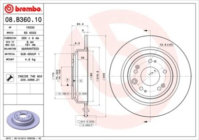 BREMBO 08.B360.10 ДИСК ТОРМОЗНОЙ